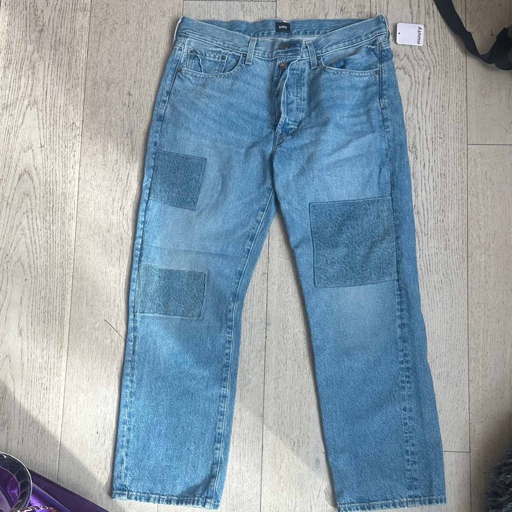 Edwin Womens Light Blue Patchwork Jeans - image 1